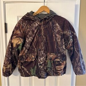 Youth 12/14 Remington Mossy Oak Camo Reversible Snapped Full Zip Hooded Jacket